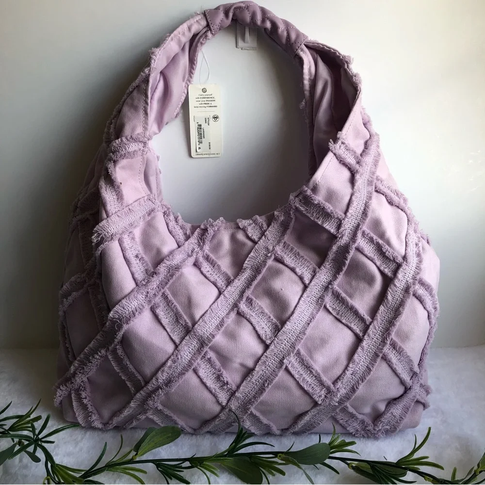 Urban Expressions Barbuda Cotton Hobo Shoulder Bag, Lavender, NWT